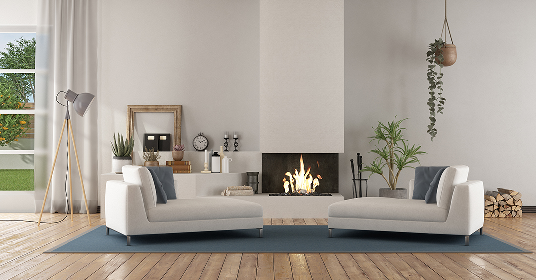 Modern fireplace in a living room